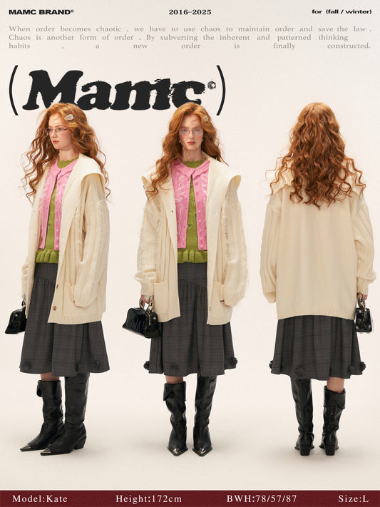 MAMC Textured Collar Lazy Knit Cardigan