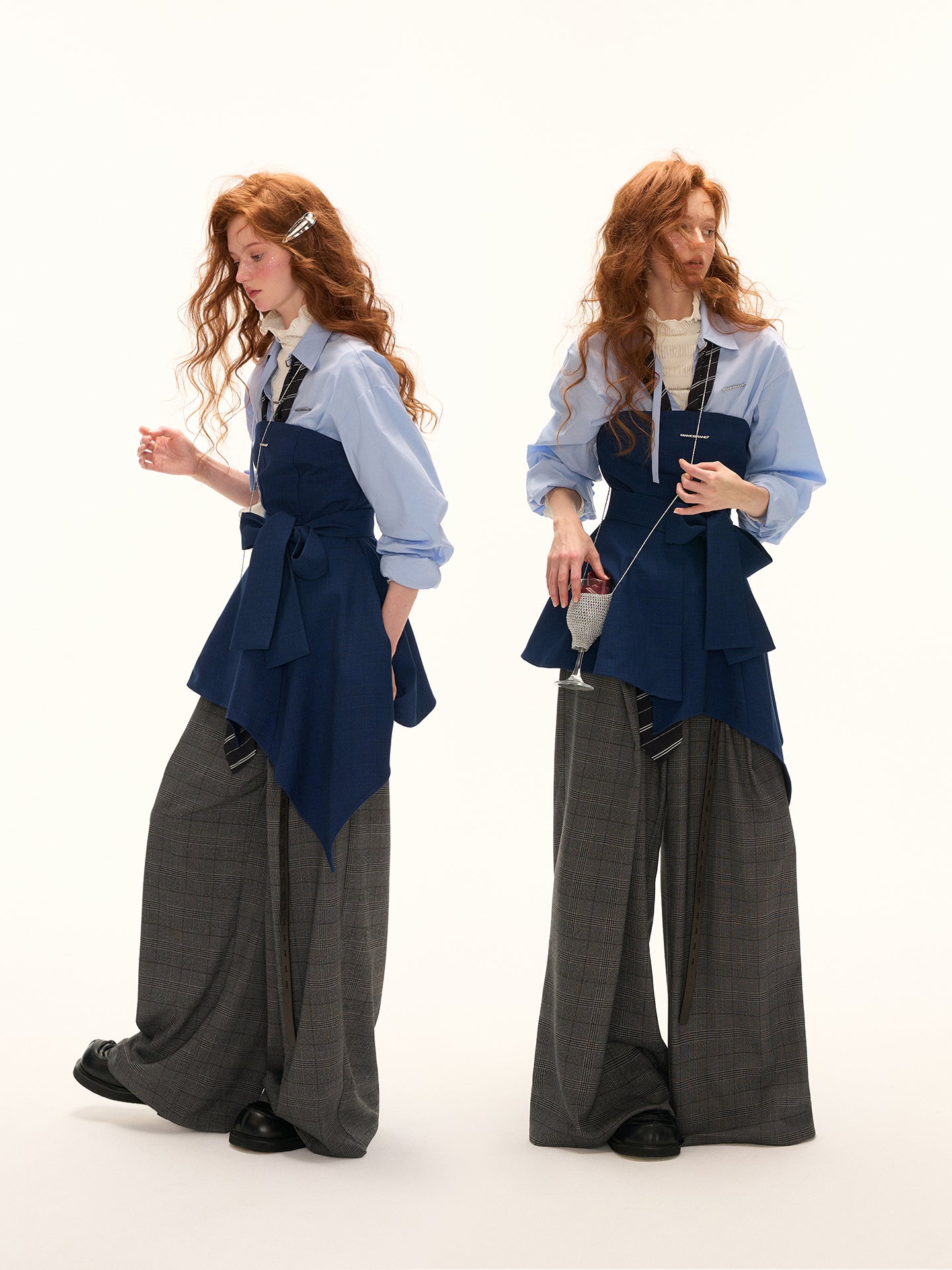 MAMC Blue Bow-Tie Bustier Dress