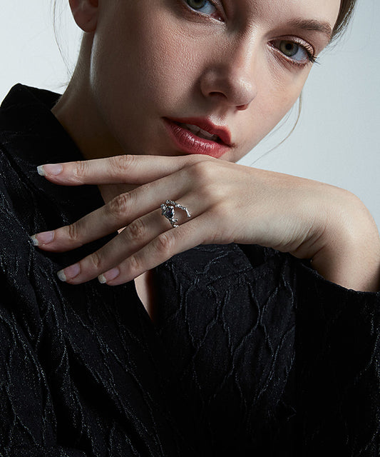 FAITMAIN Lunar Eclipse Adjustable Silver Ring