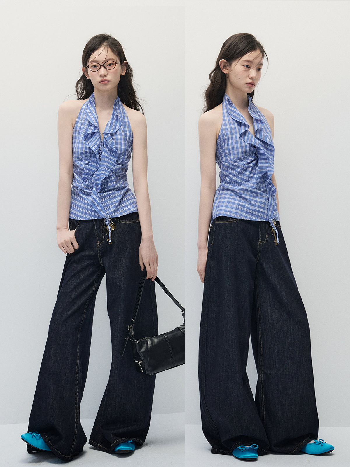 ANNATTO Blue Gingham Halter Top & Jeans