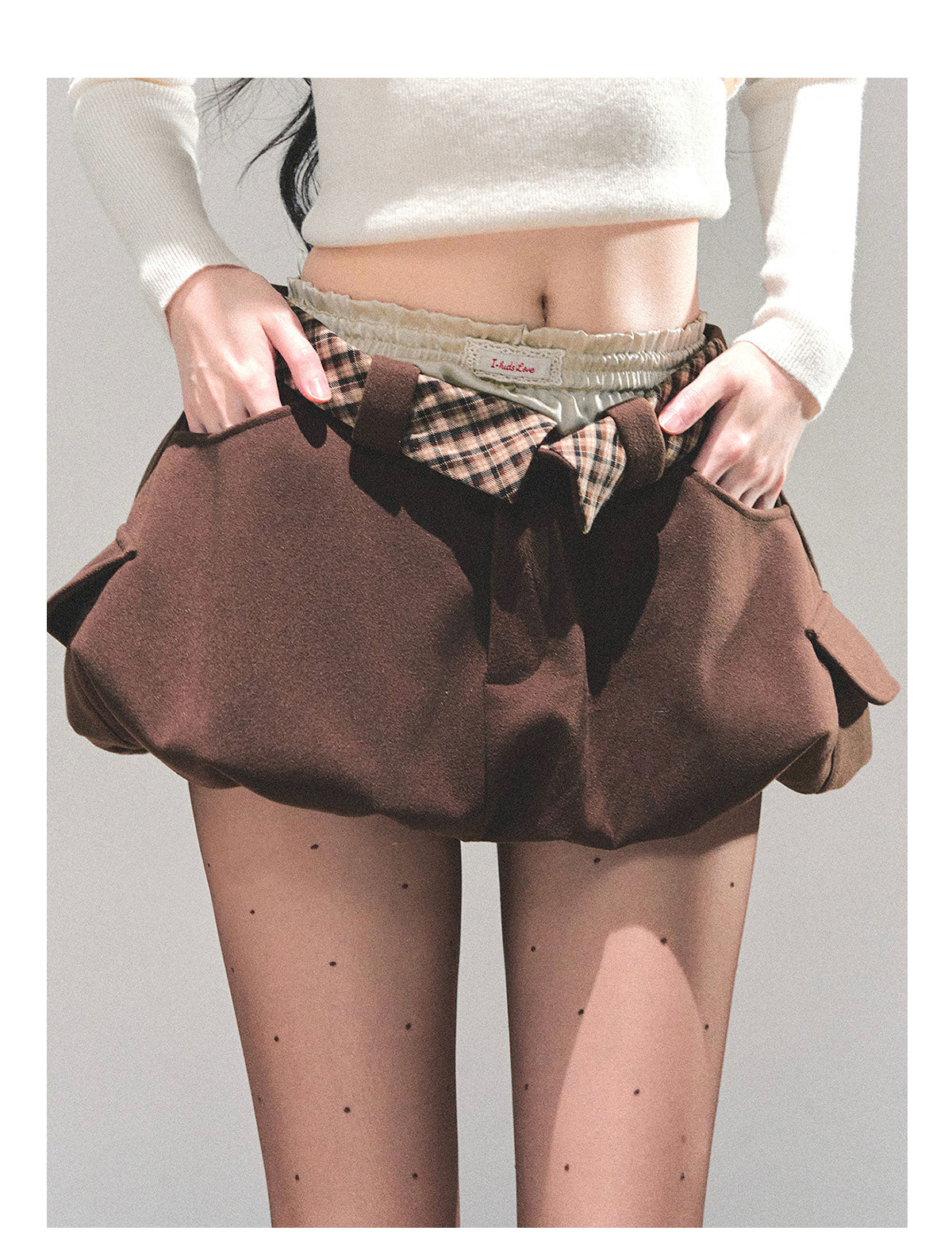 ShaoYeYan Snow Trails American Plaid Skirt