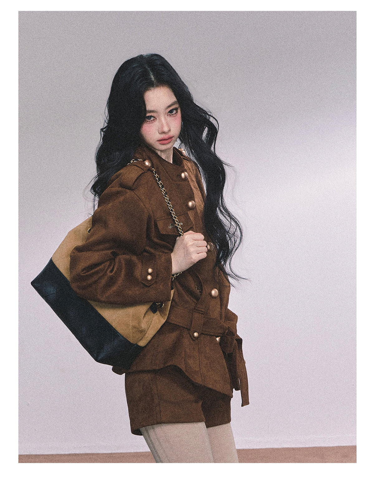 ShaoYeYan Delpan Winter French British Style Suede Set