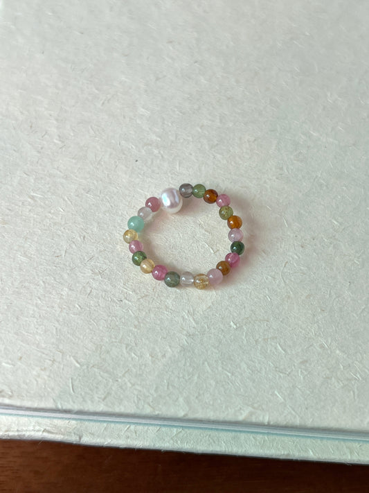 VIGVOG Tourmaline & Pearl Statement Ring