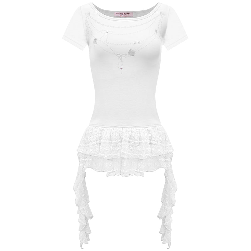 ziziFei Retro Chain Print Corset Tee