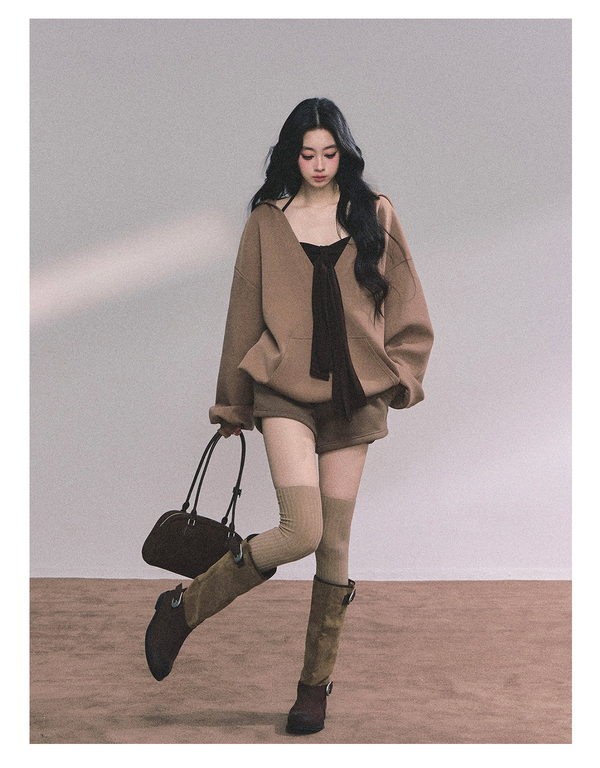 ShaoYeYan Autumn Leaves Riverside Casual Hoodie Set