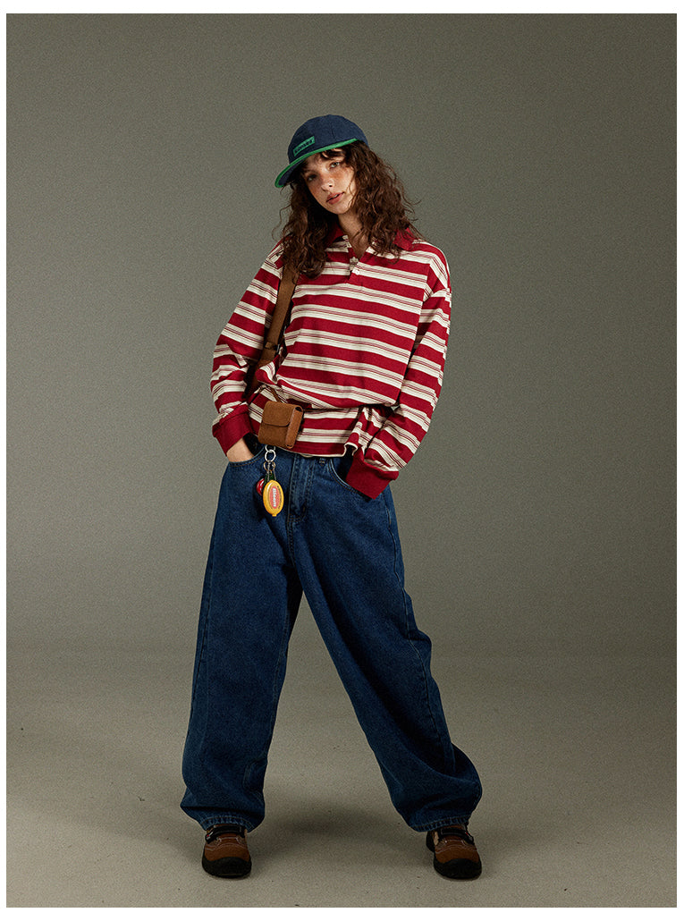 Lulugray Retro Stripe Polo Tee