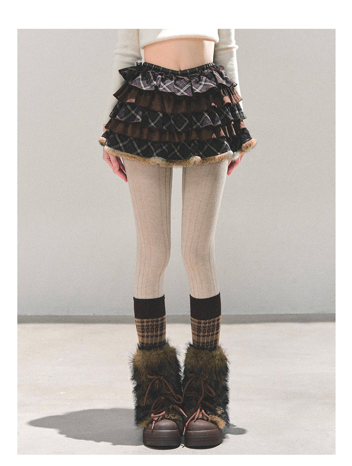 ShaoYeYan Maillard Sonnet High-Waist Plaid Puff Skirt