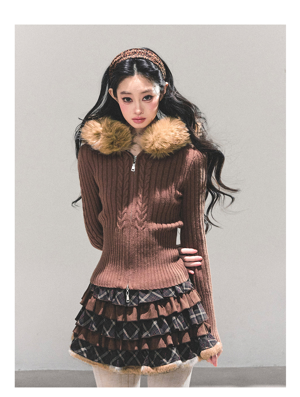 ShaoYeYan Lost Sunset Korean Hooded Knit Cardigan