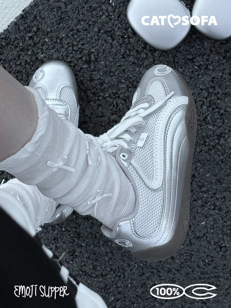 Cat&Sofa Silver Racer Retro Sneakers