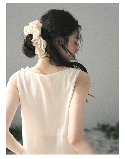 ShaoYeYan Aomalm Mute Rose French 3D Floral Sheer Lace Top