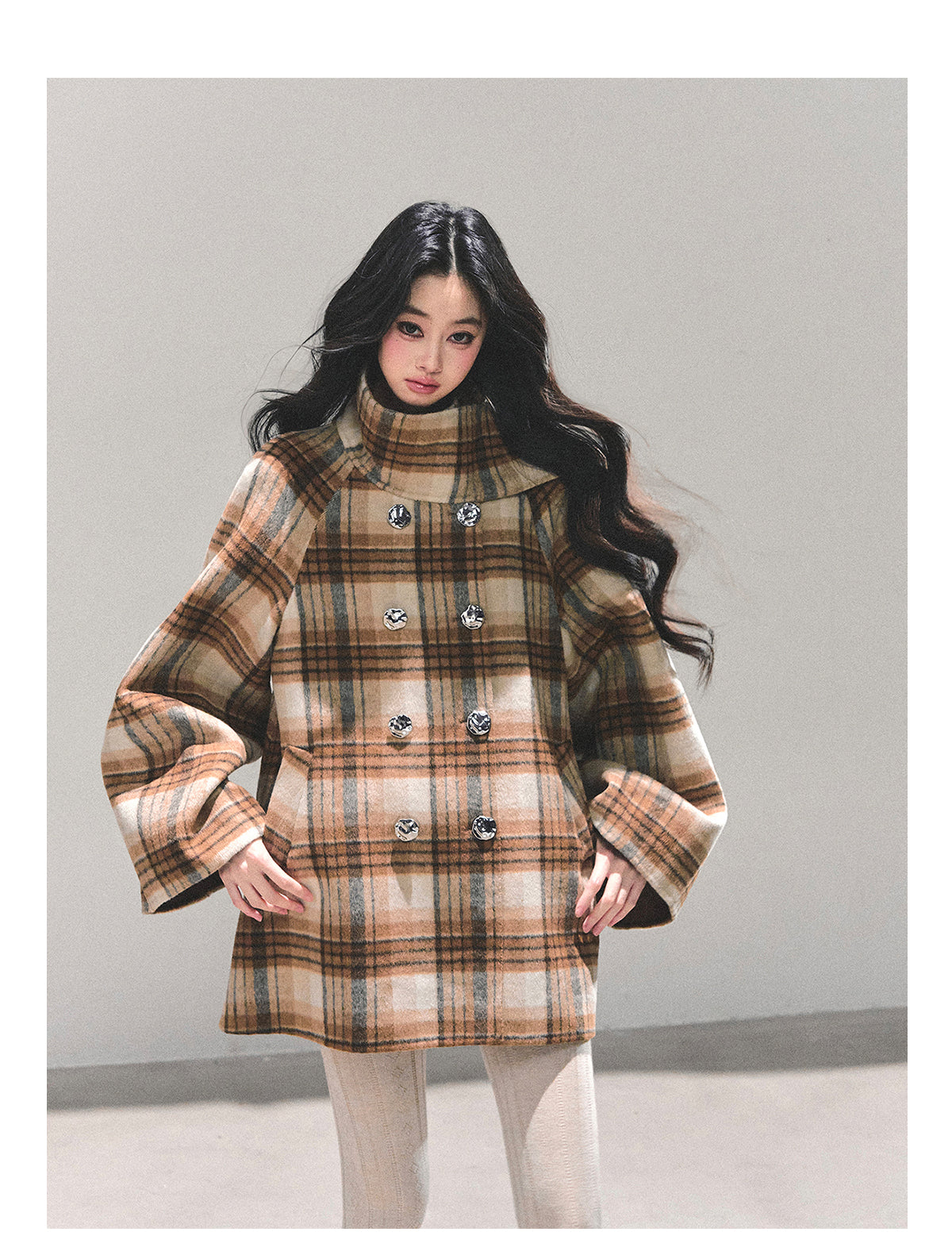 ShaoYeYan Hidden Grid Secret Wool Coat