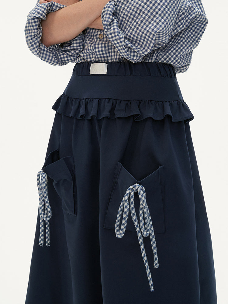 MAMC Plaid Bow-Trim Wrap Skirt