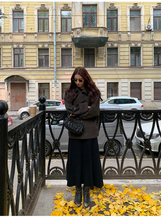 Pusumede Suede-Look Trench Coat