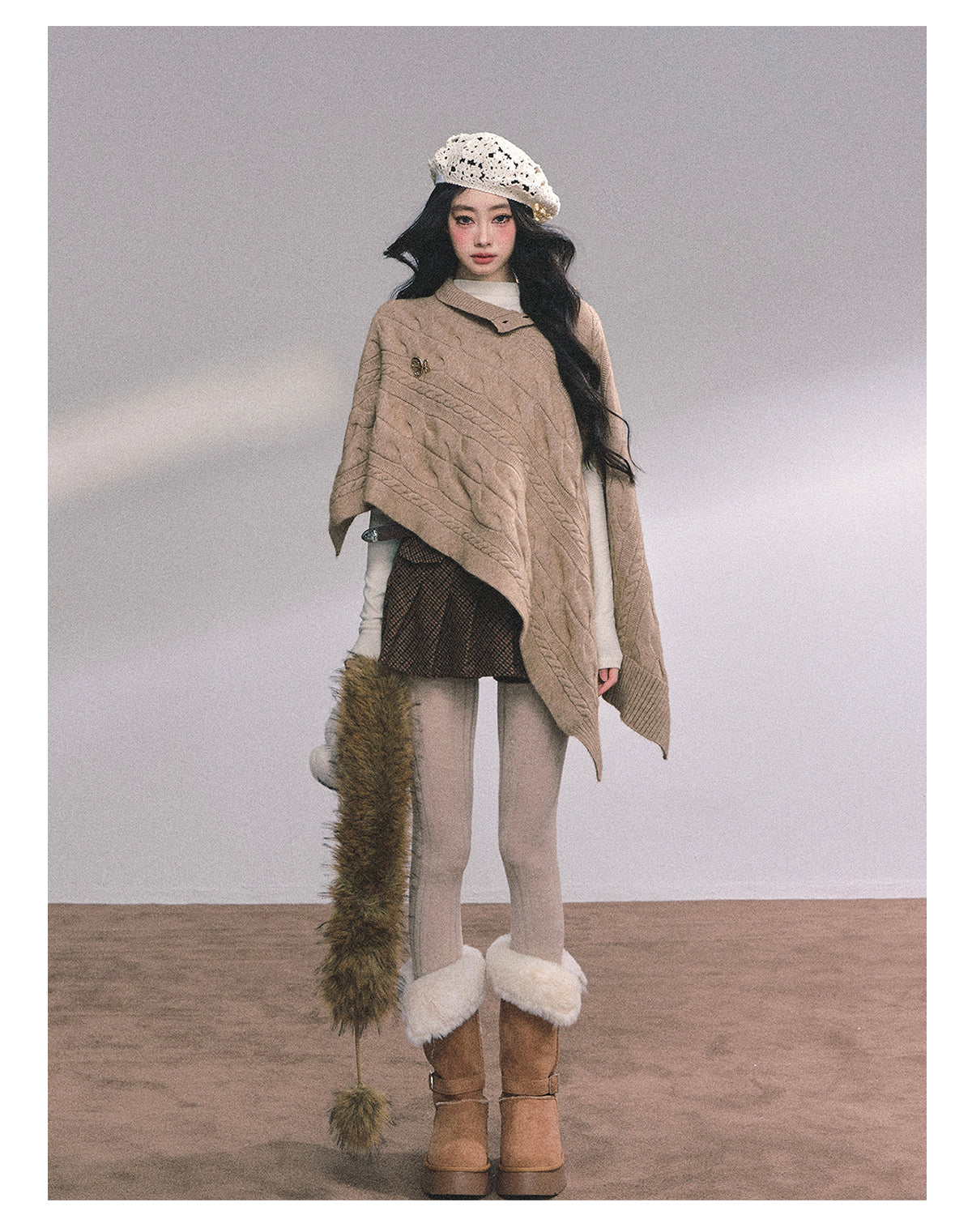 ShaoYeYan British Muse Loose Fit Knit Cape Sweater