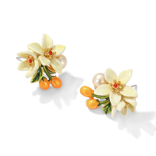 Juicy Grape Orange Blossom & Kumquat Enamel Earrings
