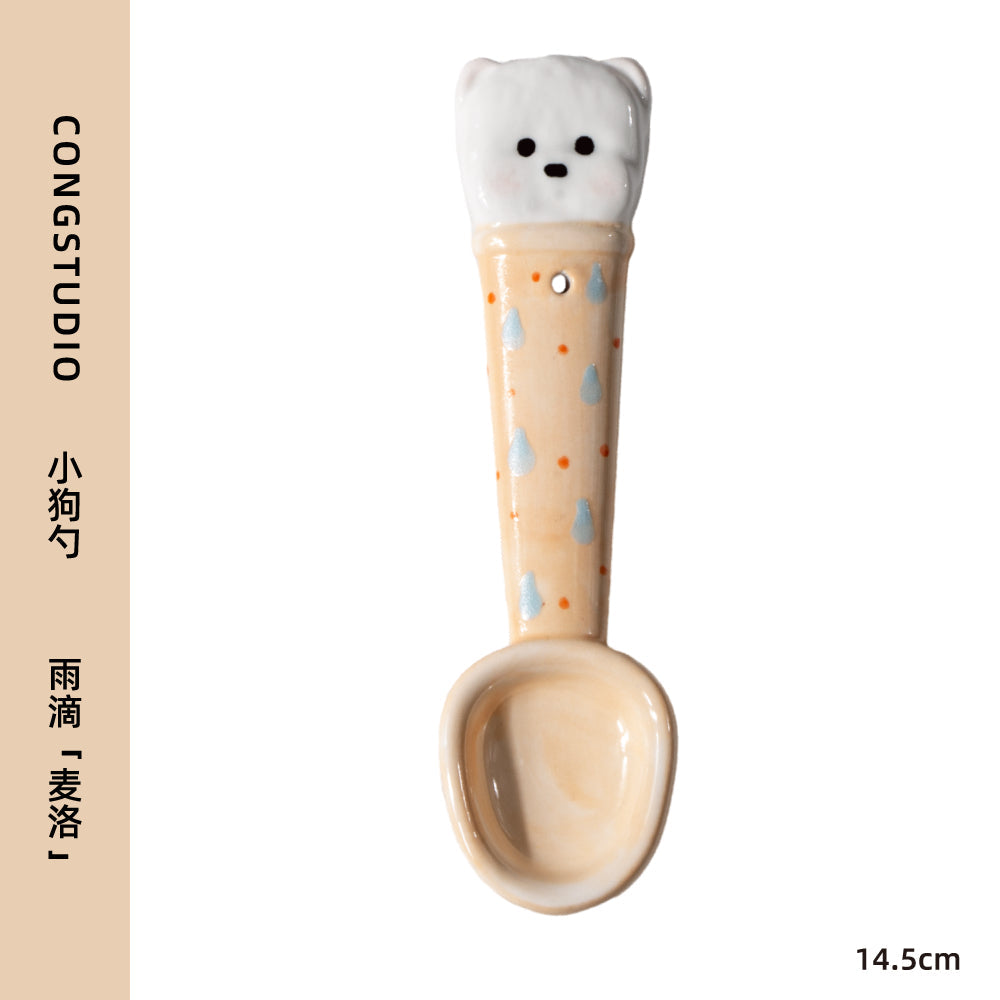 CONGSTUDIO Hand-Painted Ceramic Puppy Spoon