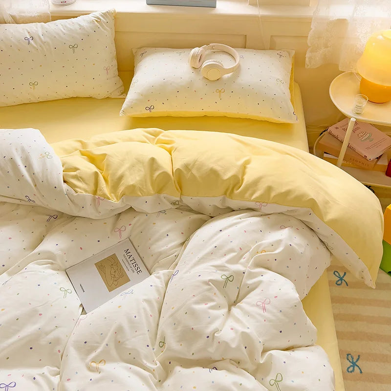 Yellow Bowknot Bedding Set