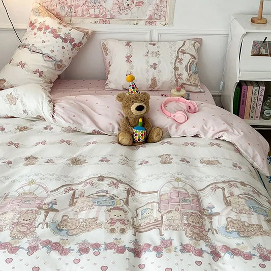 Cute Bear Duvet Cover Bedding Set
