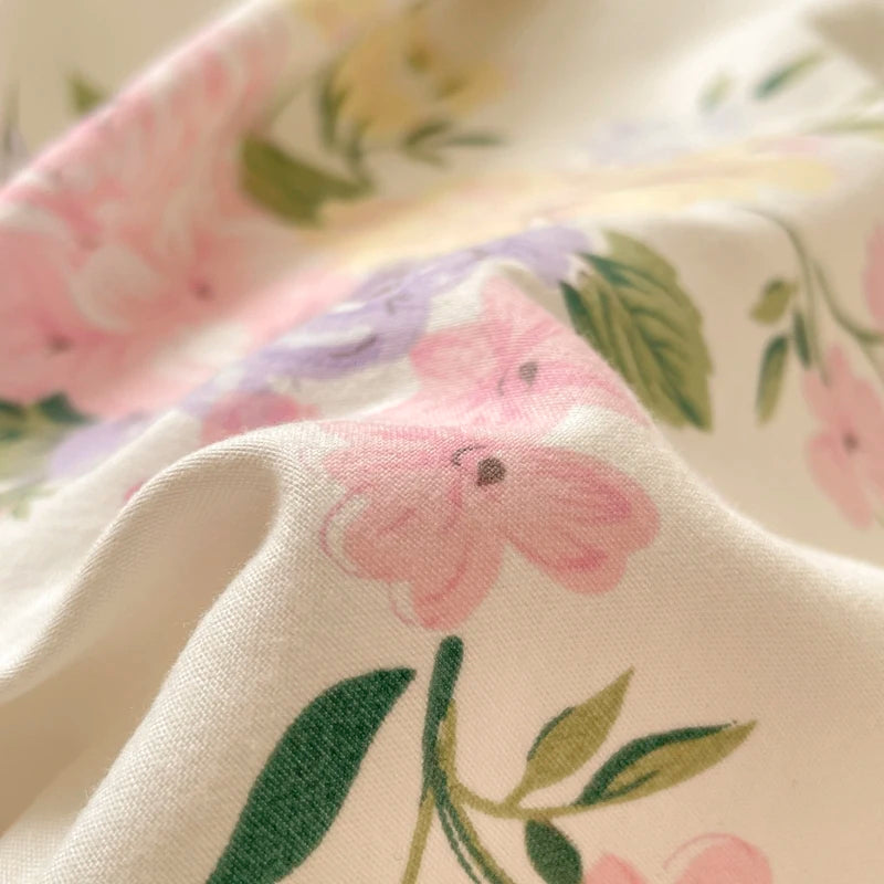 Pink Bow & Floral Duvet Cover Bedding Set