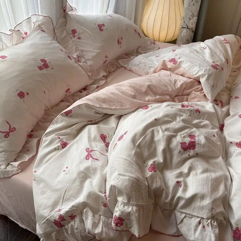 Korean Princess Duvet Cover Bedding Set