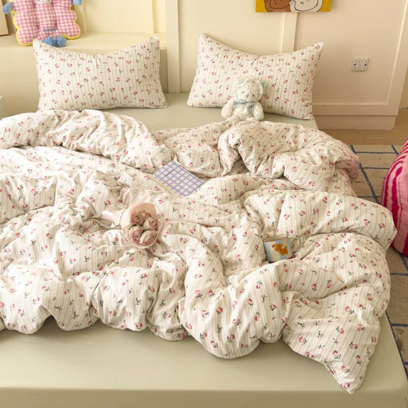 Romantic Flower Duvet Cover Bedding Set