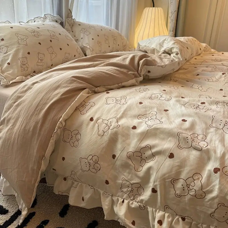 Korean Princess Duvet Cover Bedding Set