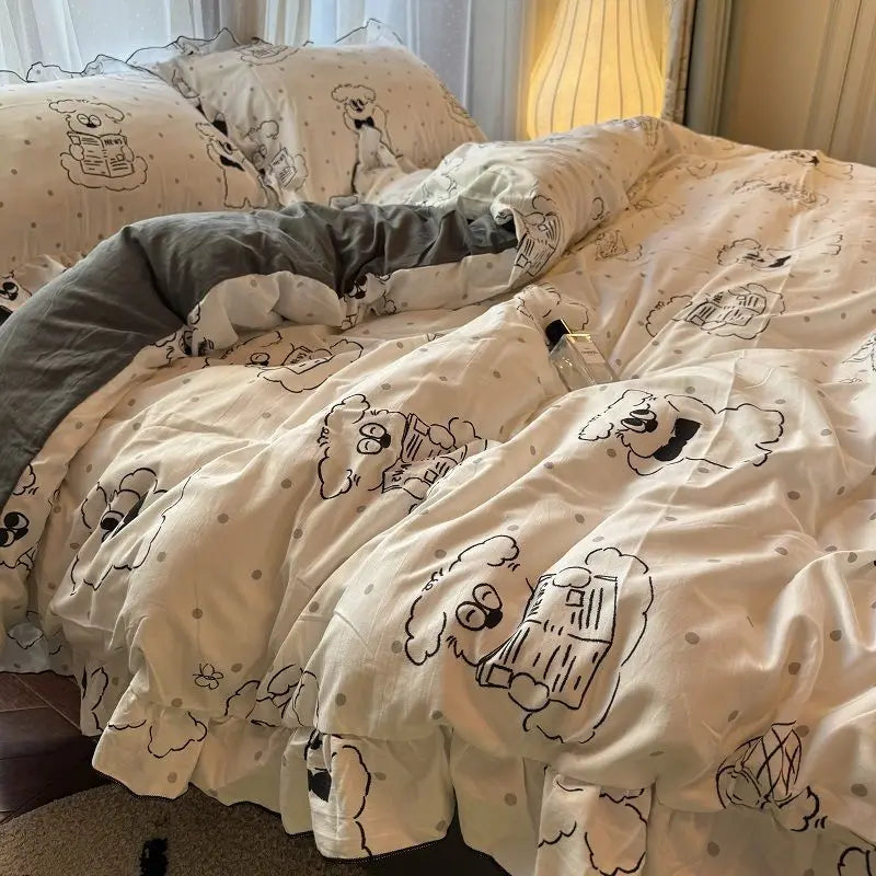 Korean Princess Duvet Cover Bedding Set
