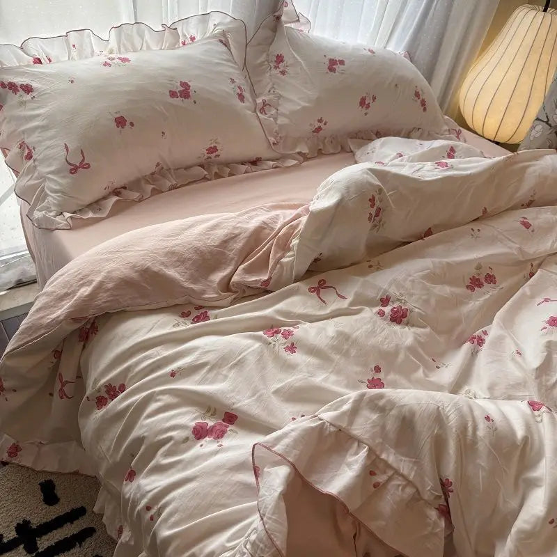 Korean Princess Duvet Cover Bedding Set