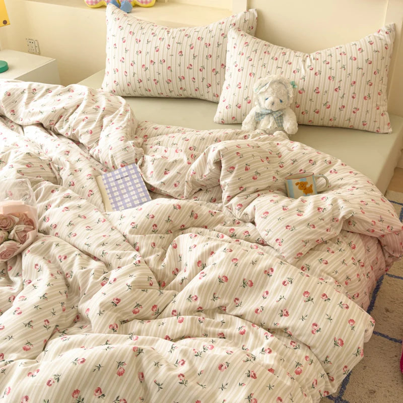 Romantic Flower Duvet Cover Bedding Set