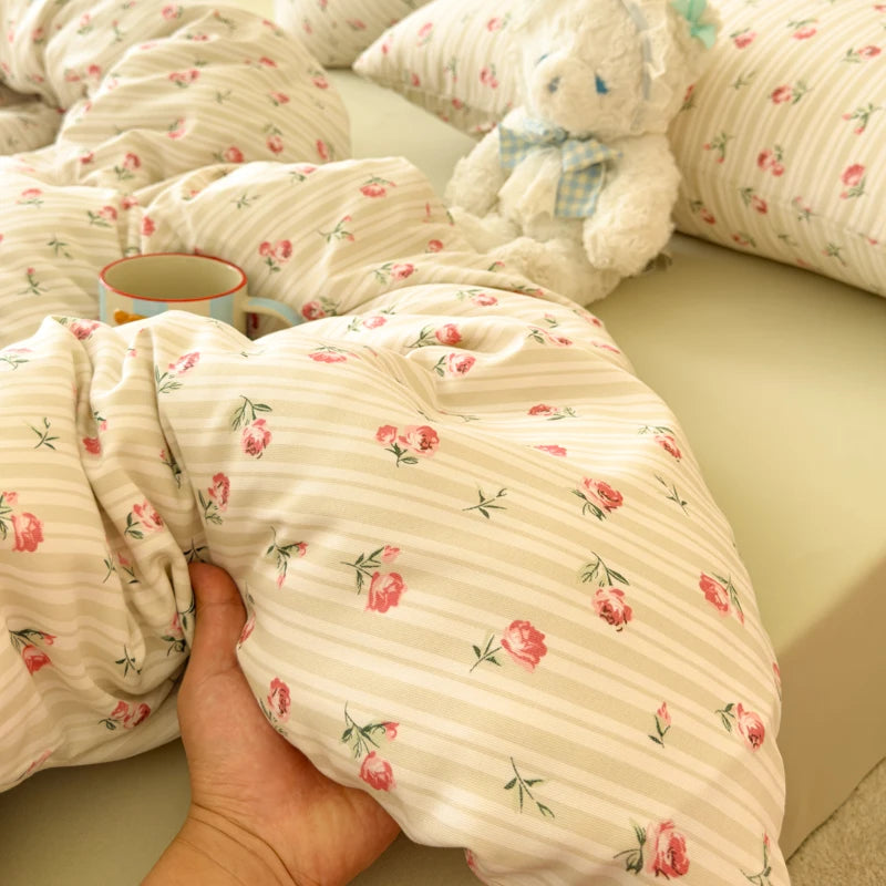 Romantic Flower Duvet Cover Bedding Set