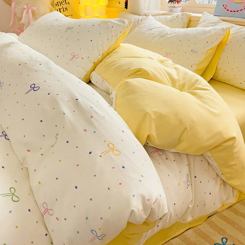 Yellow Bowknot Bedding Set