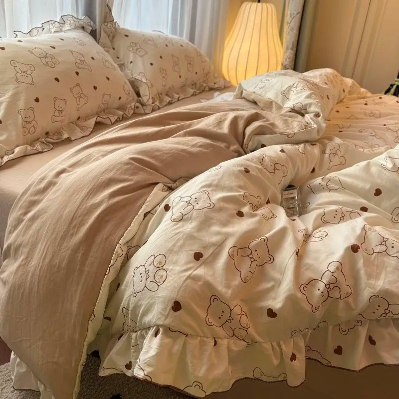 Korean Princess Duvet Cover Bedding Set