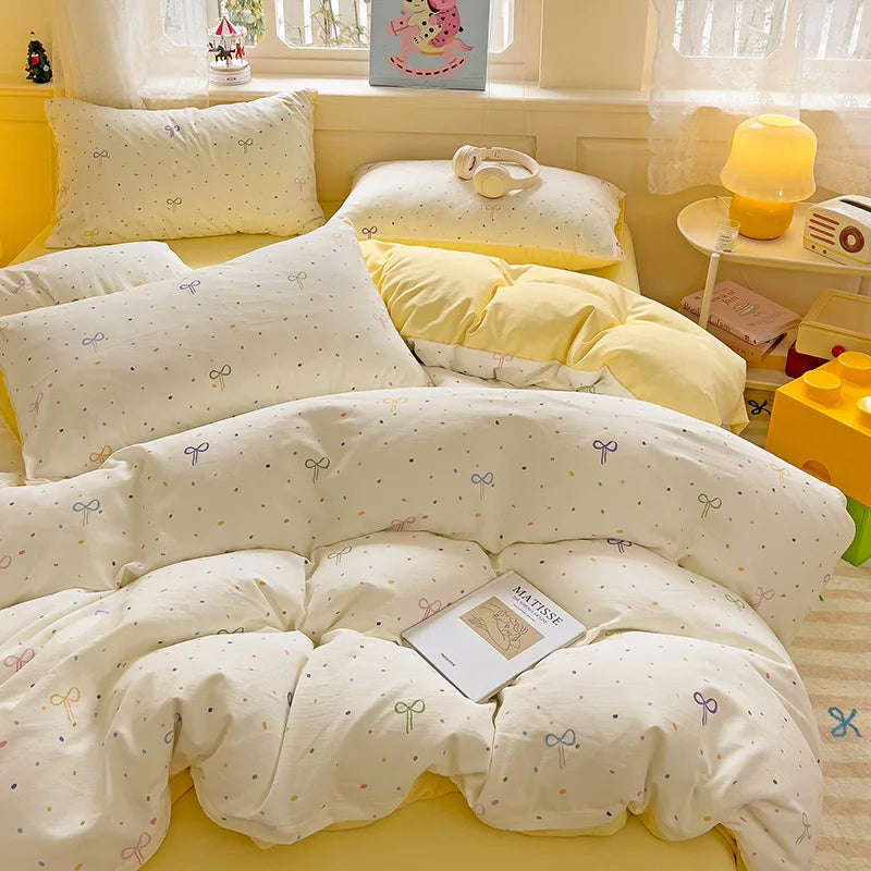 Yellow Bowknot Bedding Set