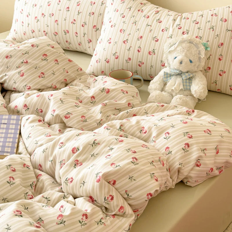 Romantic Flower Duvet Cover Bedding Set