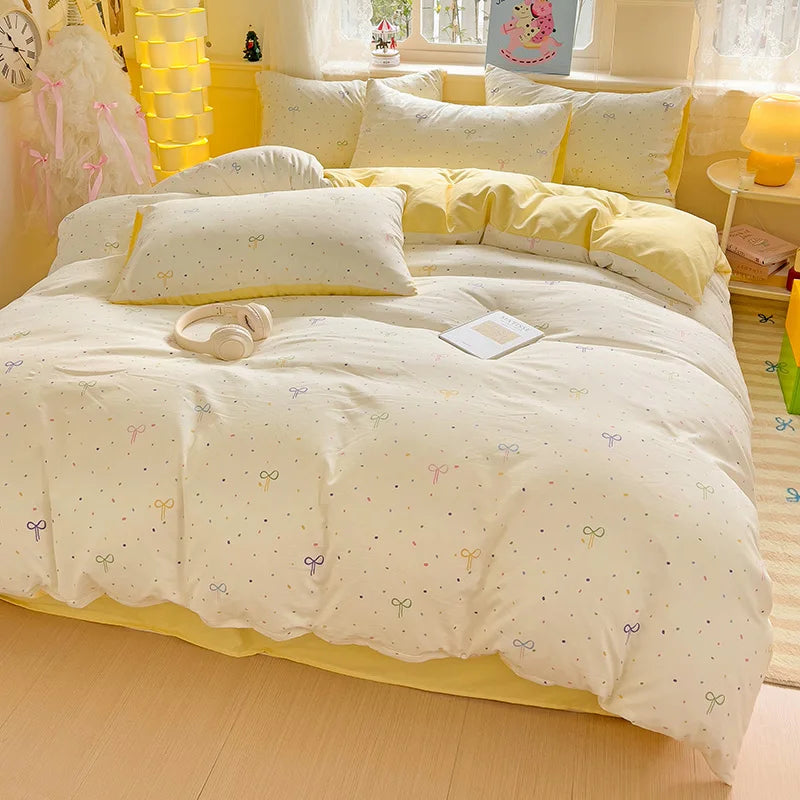 Yellow Bowknot Bedding Set