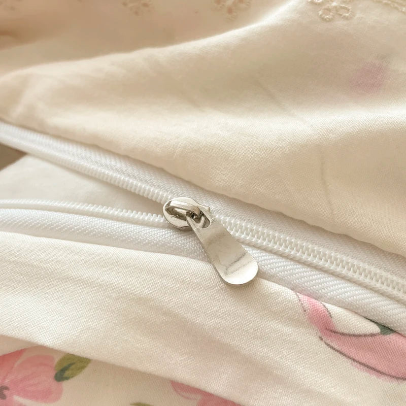 Pink Bow & Floral Duvet Cover Bedding Set