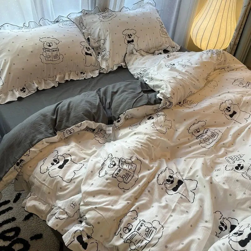 Korean Princess Duvet Cover Bedding Set