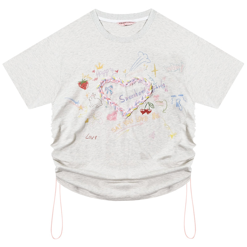 ziziFei Retro Love Print Oversized Tee