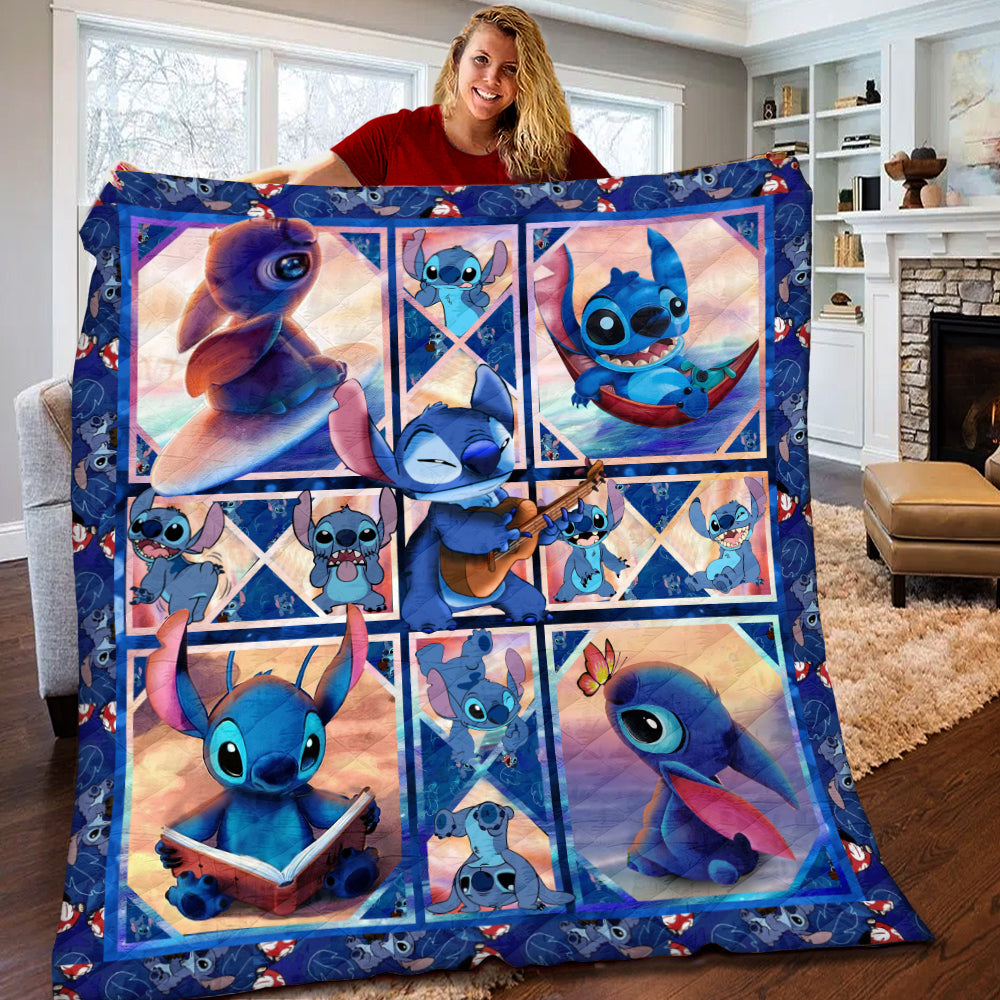 Disney Stitch Quilt Fleece Blanket
