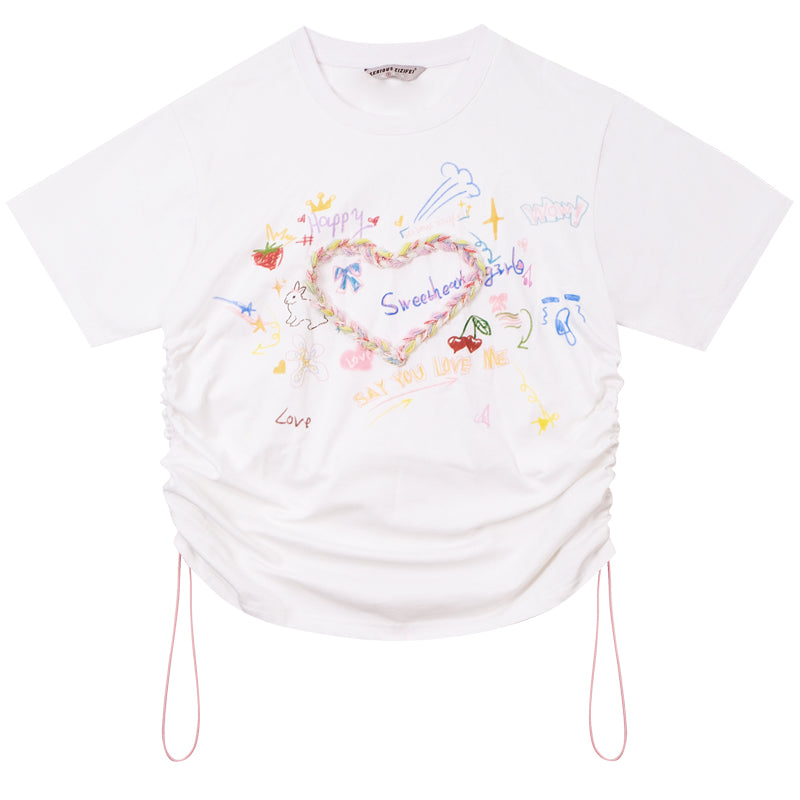 ziziFei Retro Love Print Oversized Tee