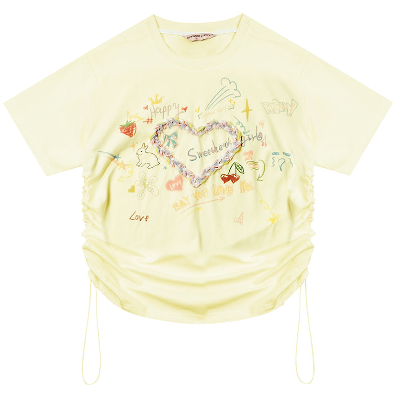ziziFei Retro Love Print Oversized Tee