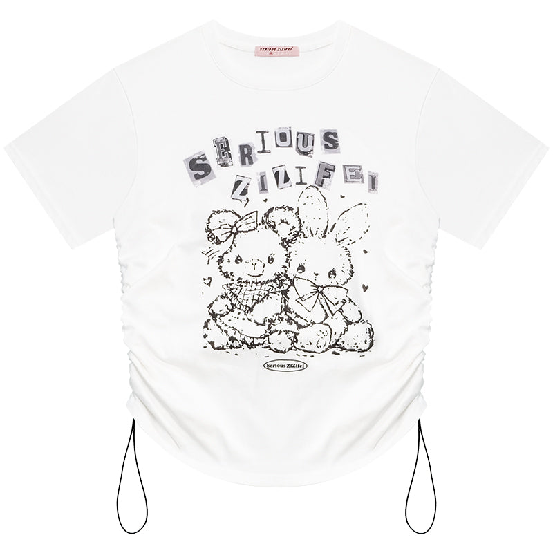 ziziFei Vintage Bunny Drawstring Tee