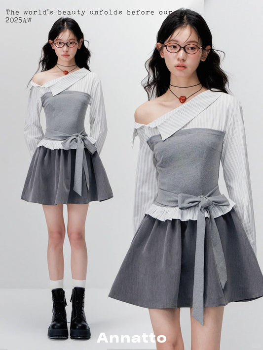 ANNATTO 'Asymmetric Harmony' Mixed-Texture Dress