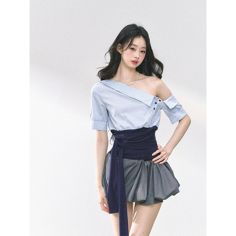 SHAOYEYAN Off-Shoulder Waist Tie Top