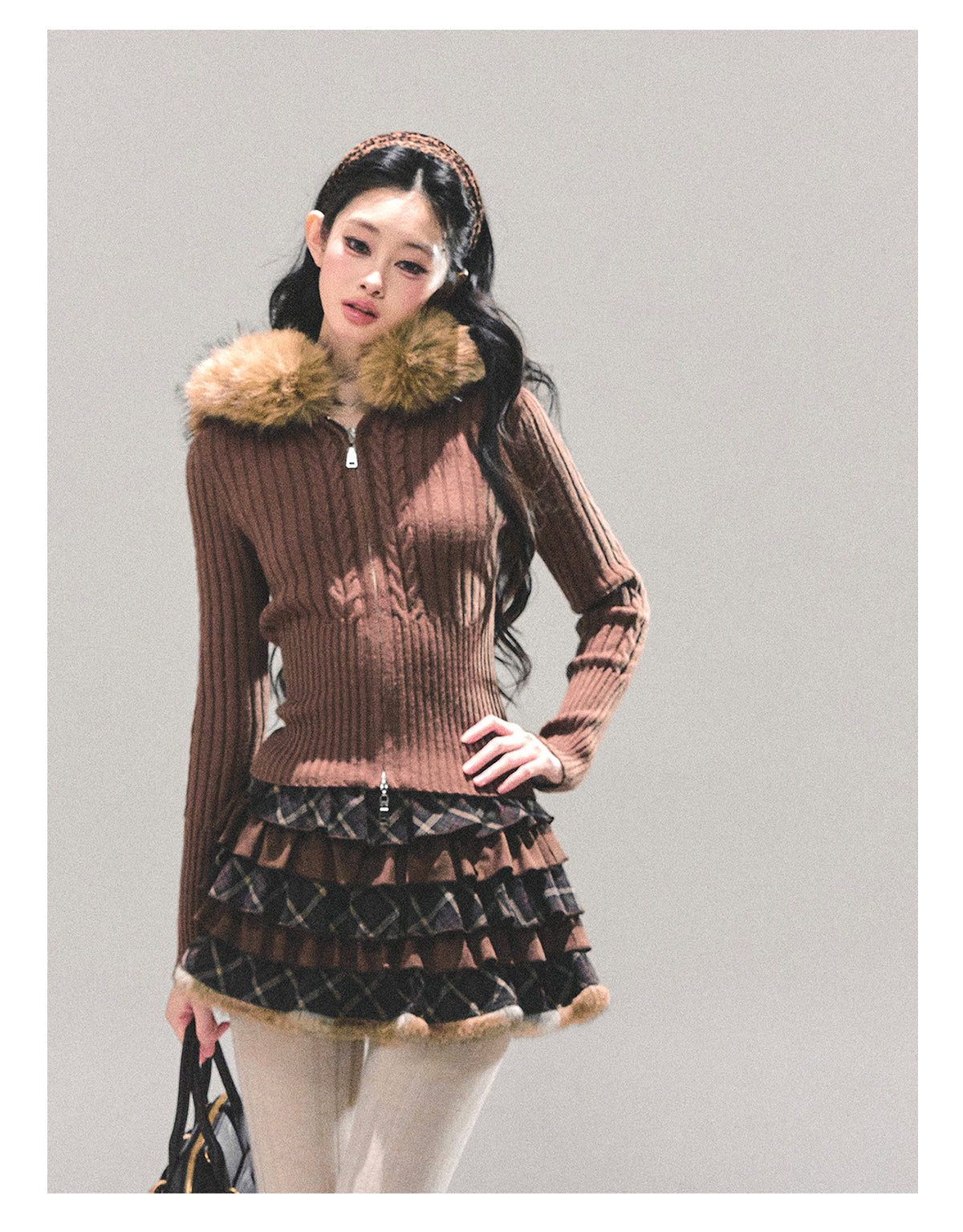 ShaoYeYan Lost Sunset Korean Hooded Knit Cardigan