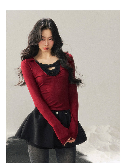 ShaoYeYan Aomalm Silent Resonance Bow Lace Top