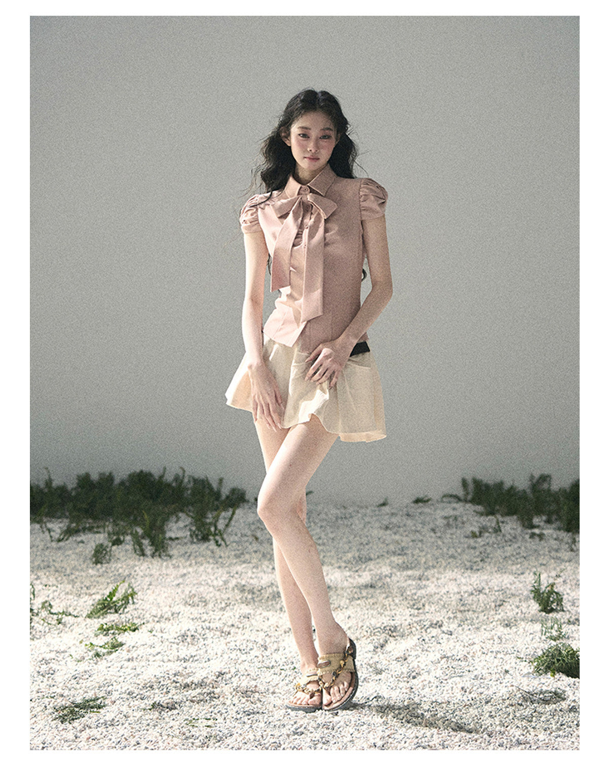 ShaoYeYan Aomalm Powdered Sugar Secrets Bow French Blouse