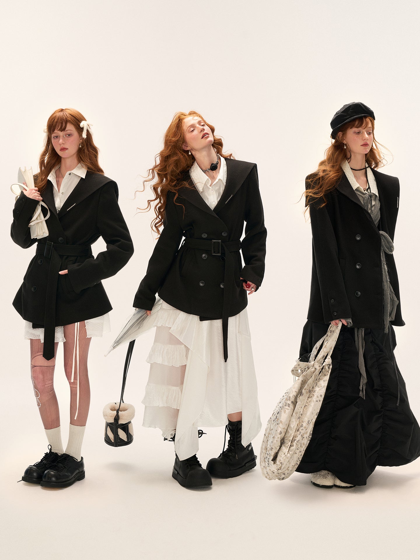 MAMC Buttoned Collar Academic Style Wool Blend Coat
