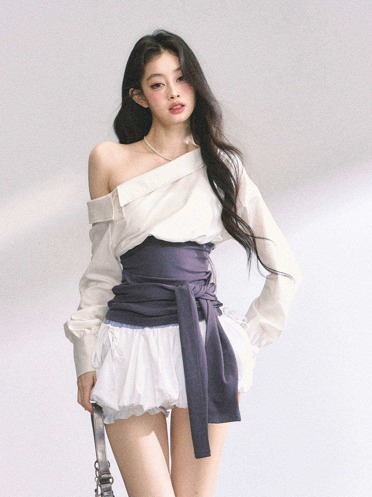 SHAOYEYAN Off-Shoulder Waist Tie Top