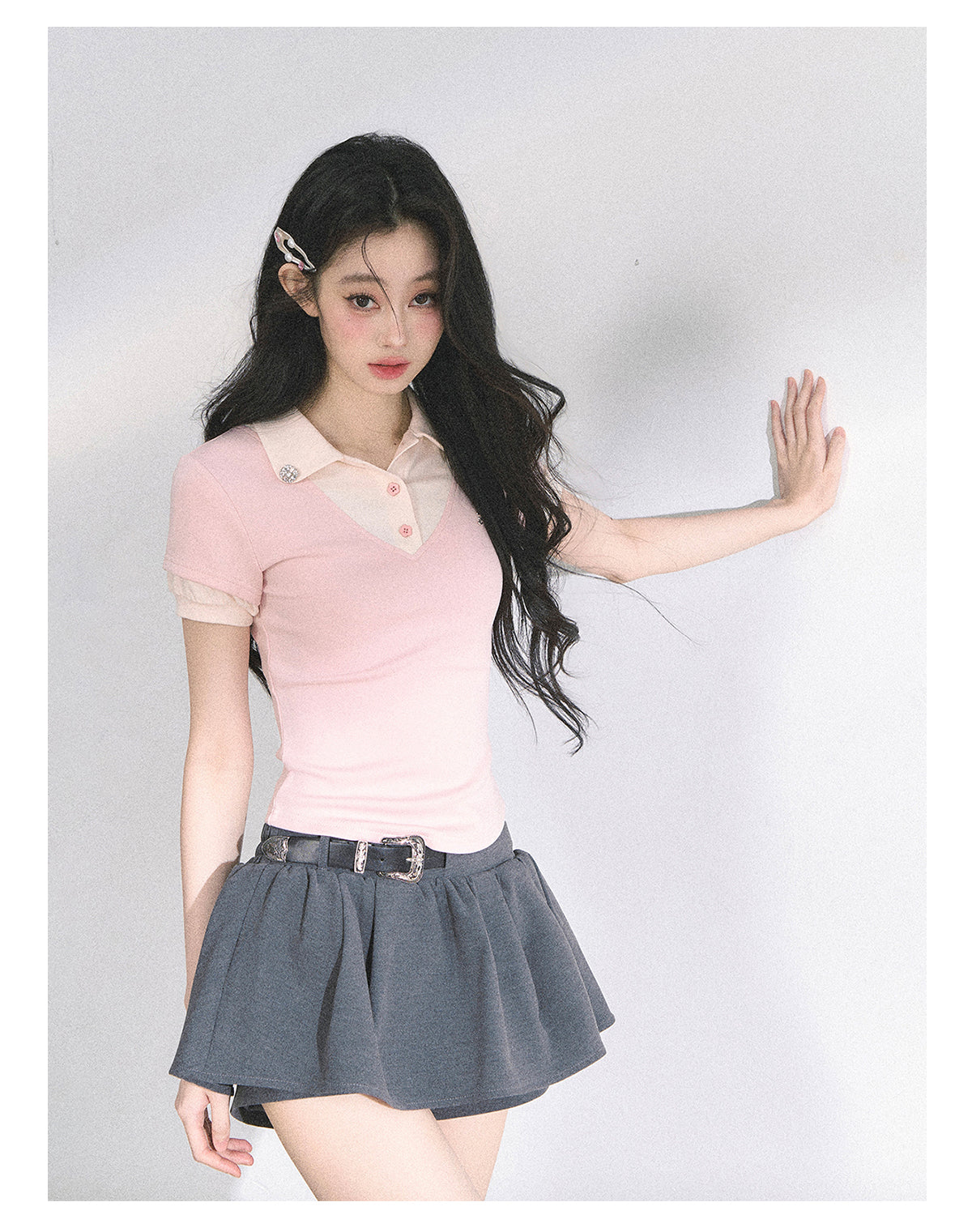 SHAOYEYAN American Style Mock Two-Layer Tee